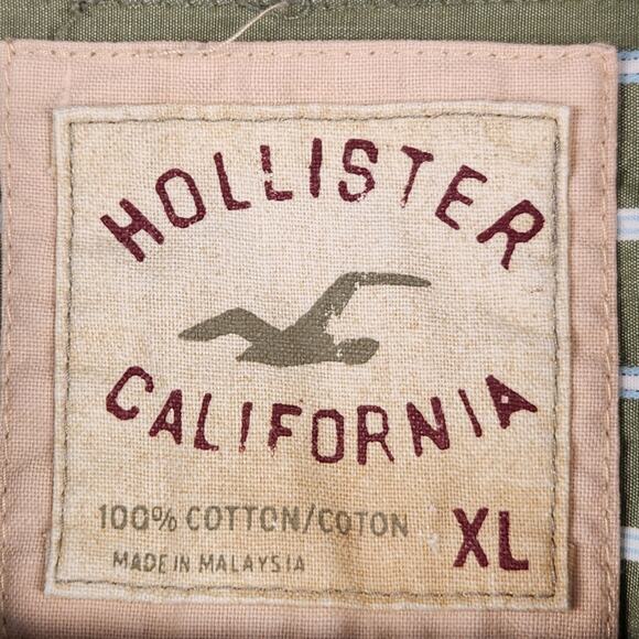 Hollister Men's Cotton Stiped Button Down Shirt SZ XL Green/White EUC - Picture 3 of 16